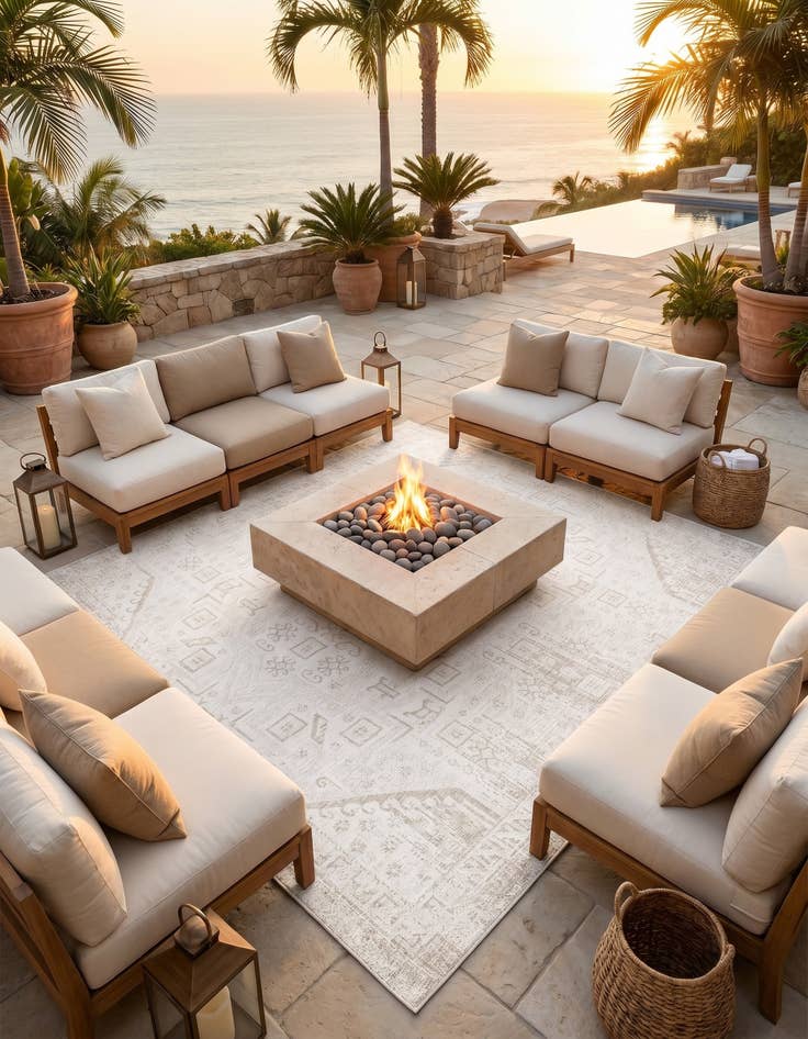 Detail image of 10' x 10' Easy-Clean Aztec Indoor / Outdoor Square Rug