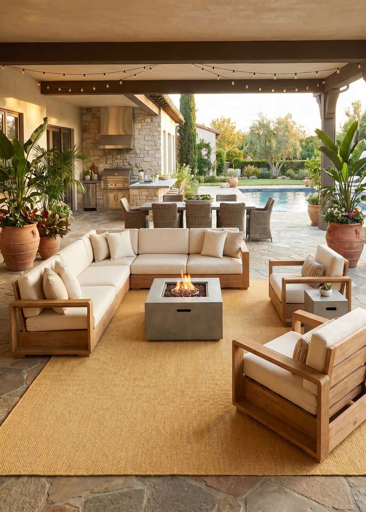 10' x 14' Easy-Clean Solid Indoor / Outdoor Rug