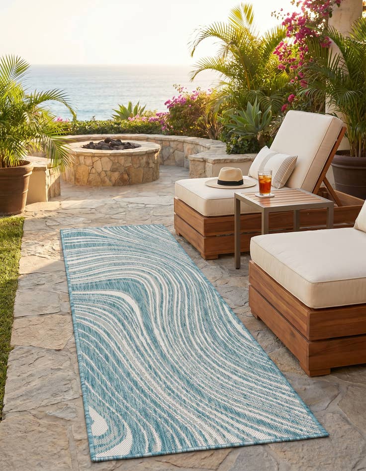 Detail image of 2' x 6' Easy-Clean Modern Indoor / Outdoor Runner Rug