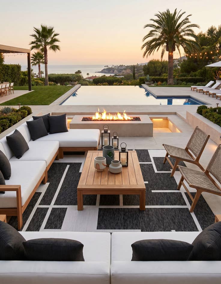 Detail image of 10' x 10' Easy-Clean Modern Indoor / Outdoor Square Rug