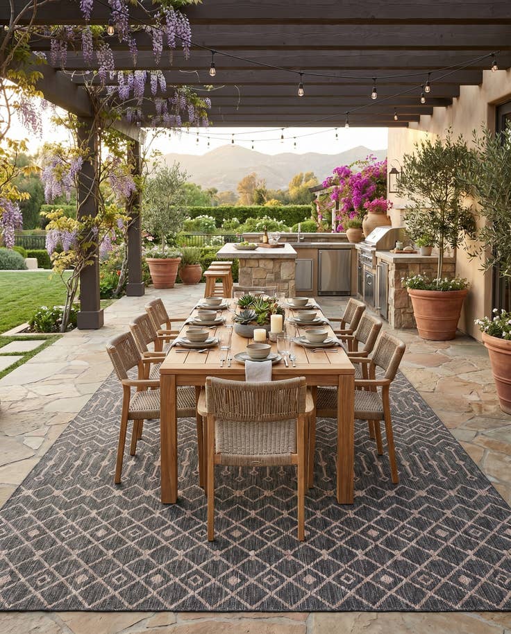 Detail image of 10' x 14' Easy-Clean Lattice Indoor / Outdoor Rug