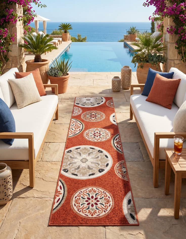 Detail image of 2' x 8' Easy-Clean Modern Indoor / Outdoor Runner Rug