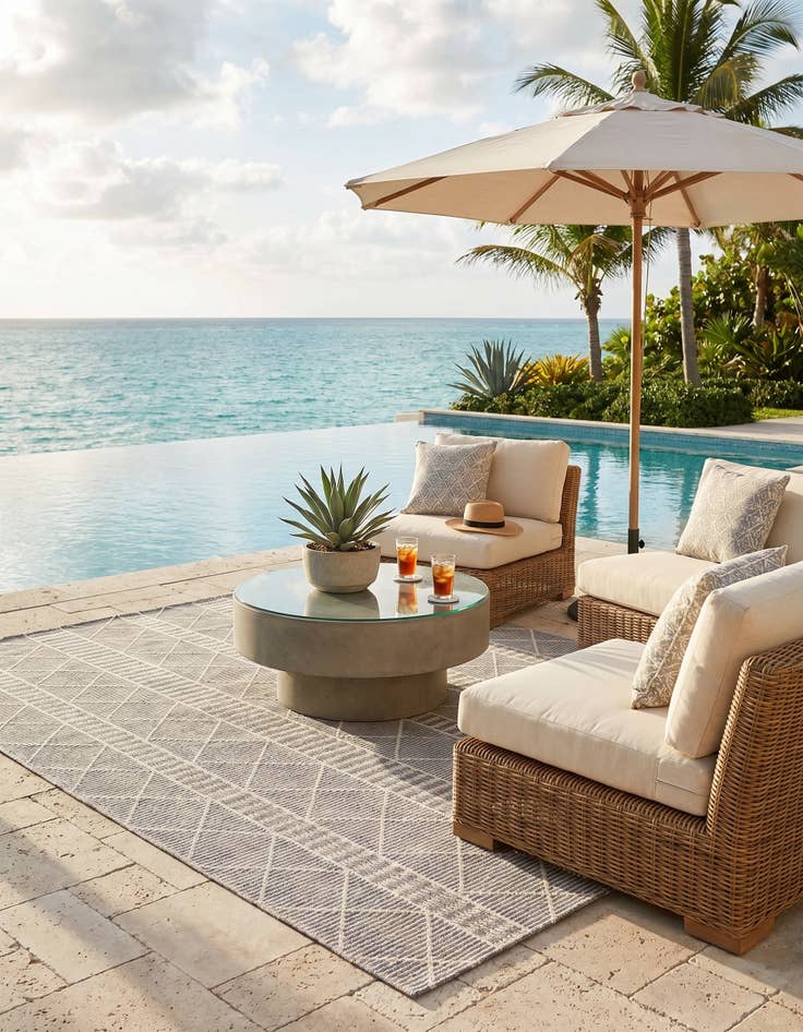 Detail image of 7' 10 x 10' Easy-Clean Trellis Indoor / Outdoor Rug