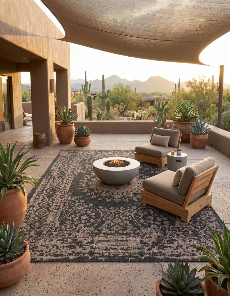 Detail image of 10' x 14' Easy-Clean Traditional Indoor / Outdoor Rug