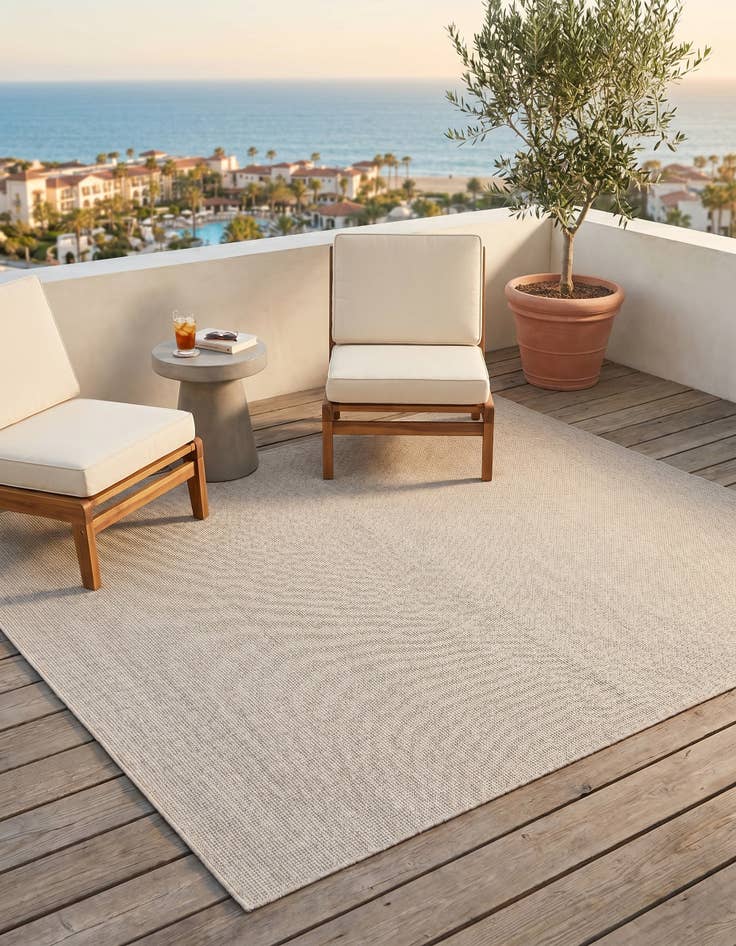 Detail image of 7' 10 x 7' 10 Easy-Clean Solid Indoor / Outdoor Square Rug