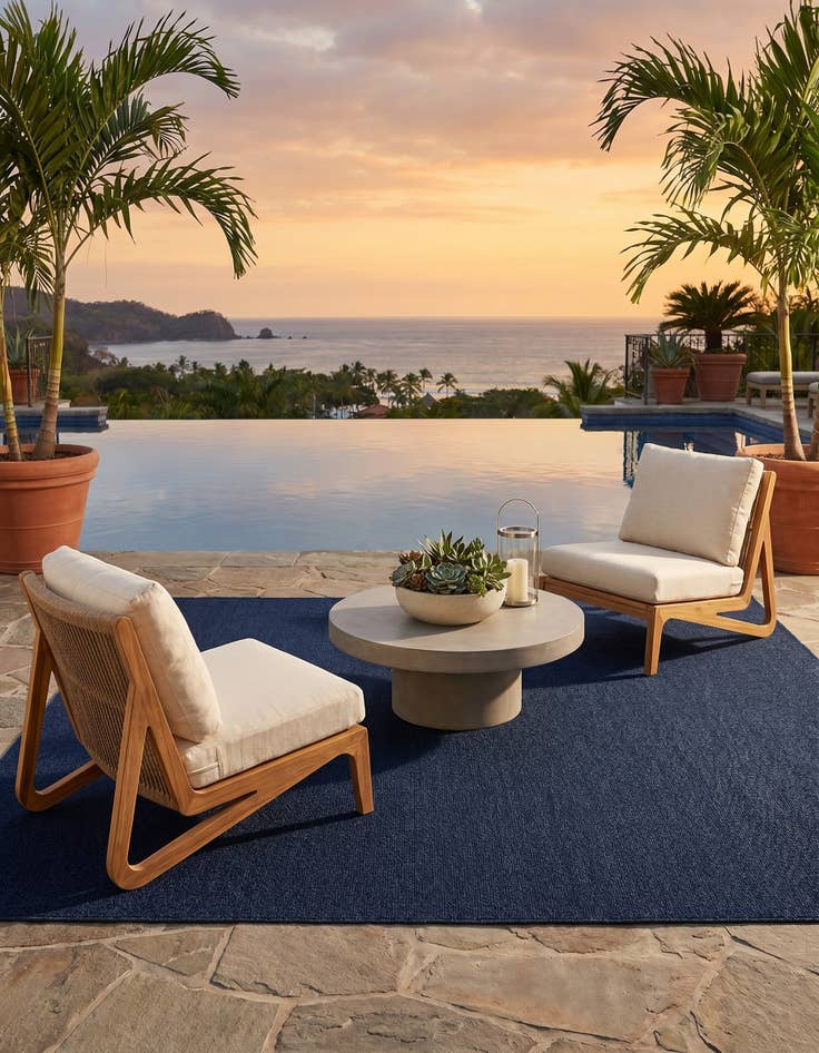 Detail image of 7' 10 x 7' 10 Easy-Clean Solid Indoor / Outdoor Square Rug