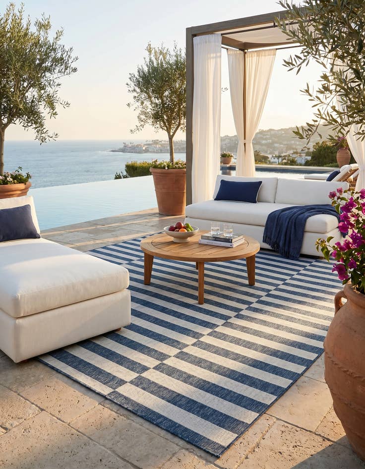 Detail image of 10' x 13' Easy-Clean Ribbon Indoor / Outdoor Rug