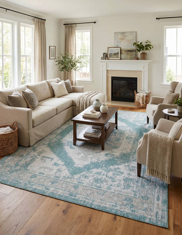 Detail image of 10' x 14' Easy-Clean Traditional Indoor / Outdoor Rug