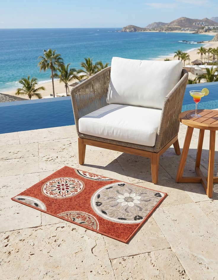 Detail image of 2' x 3' Easy-Clean Modern Indoor / Outdoor Rug