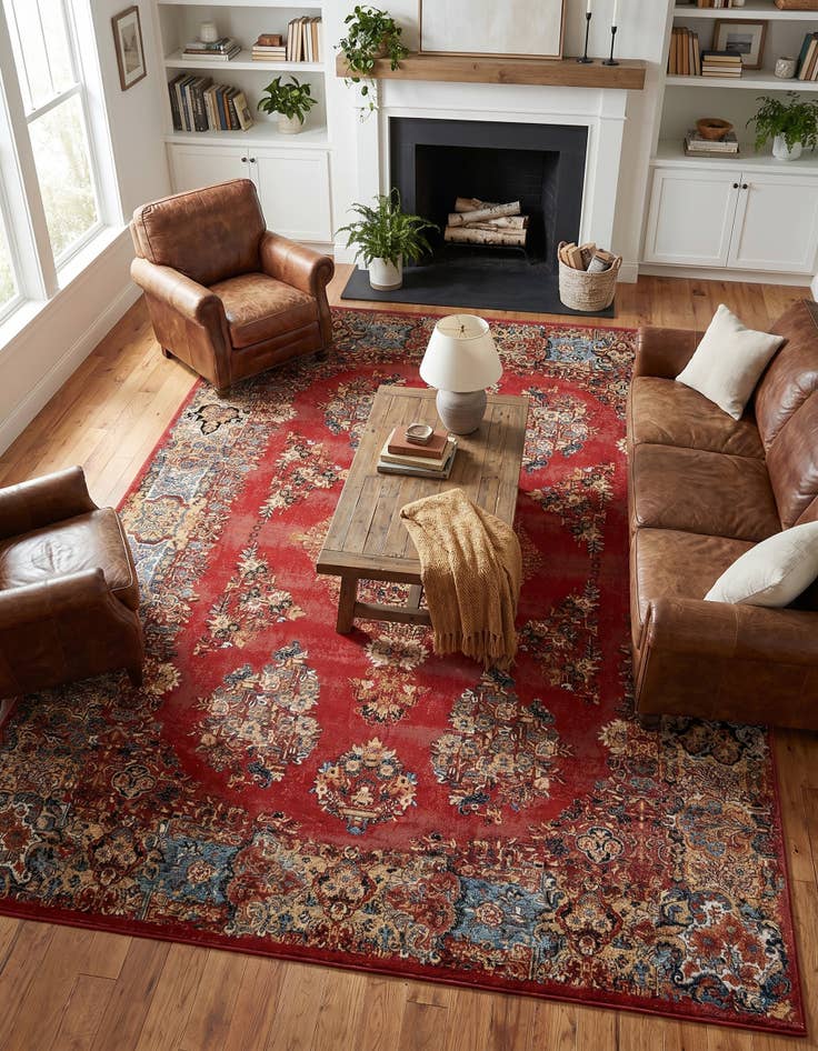 Detail image of 9' x 12' Easy-Clean Traditional Indoor / Outdoor Rug