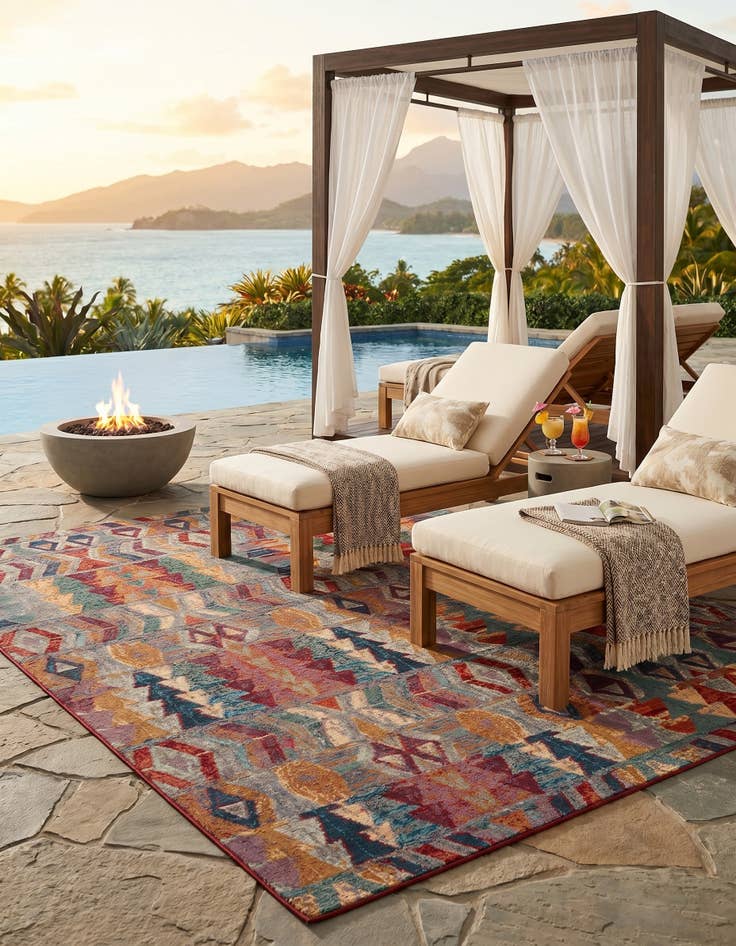 Detail image of 10' x 13' Easy-Clean Modern Indoor / Outdoor Rug