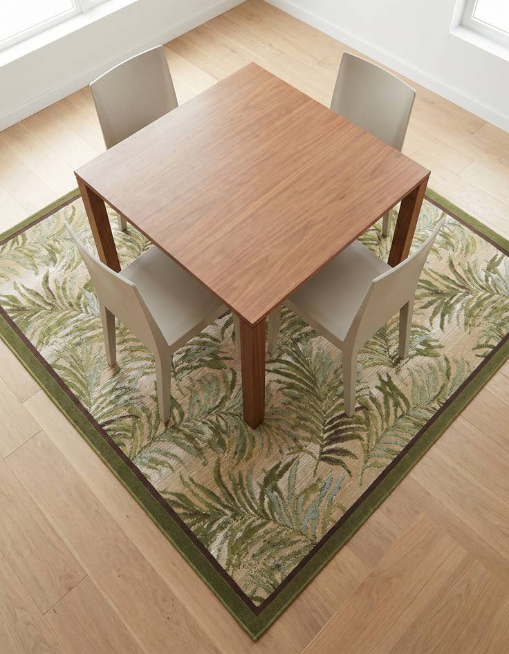 Detail image of 6' x 6' Easy-Clean Botanical Indoor / Outdoor Square Rug