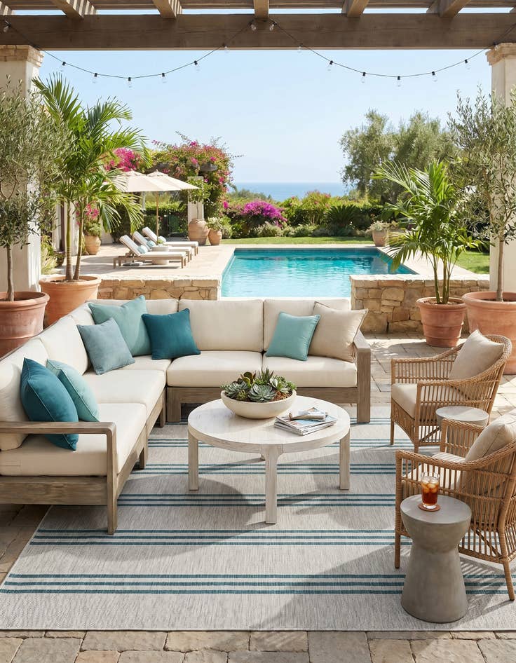 Detail image of 7' 10 x 7' 10 Easy-Clean Jill Zarin Anguilla Indoor / Outdoor Square Rug