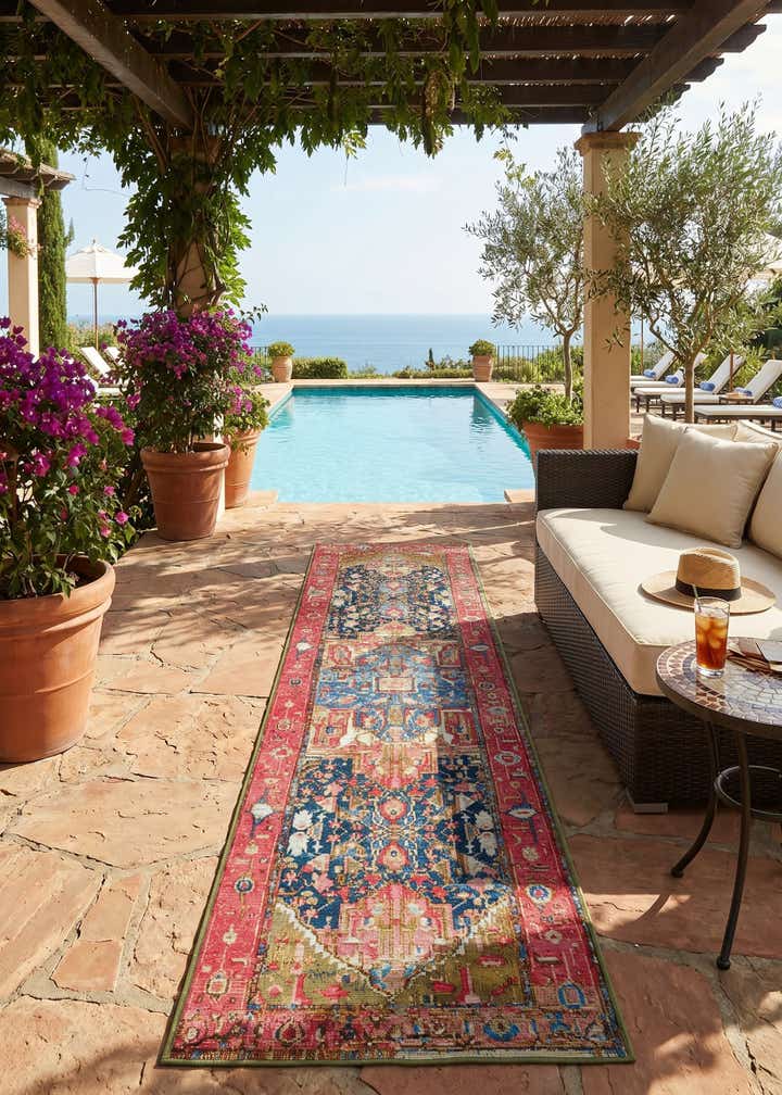 2' x 8' Easy-Clean Traditional Indoor / Outdoor Runner Rug