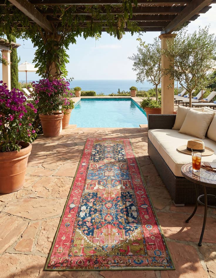 Detail image of 2' x 8' Easy-Clean Traditional Indoor / Outdoor Runner Rug