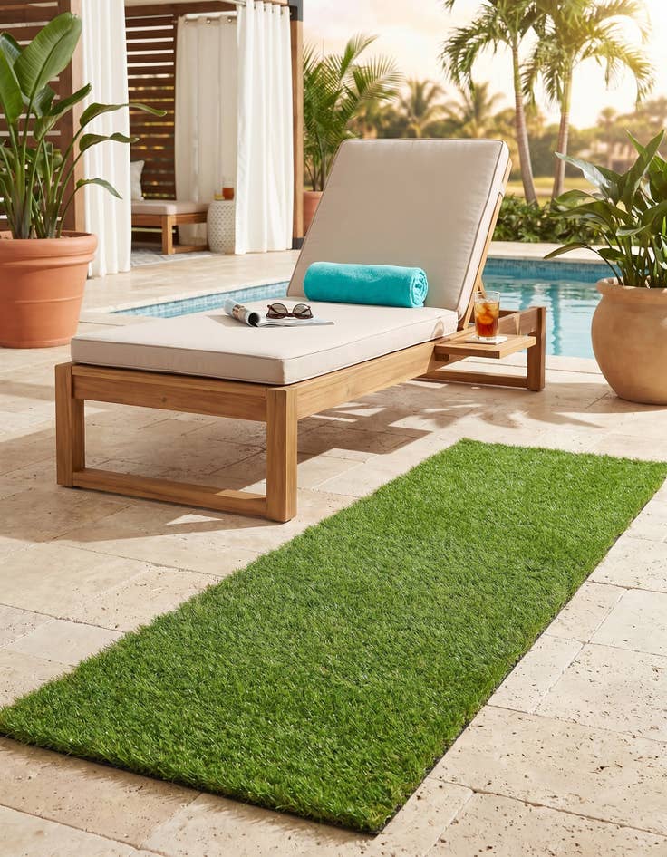 Detail image of 2' x 5' Easy-Clean Grass Indoor / Outdoor Runner Rug