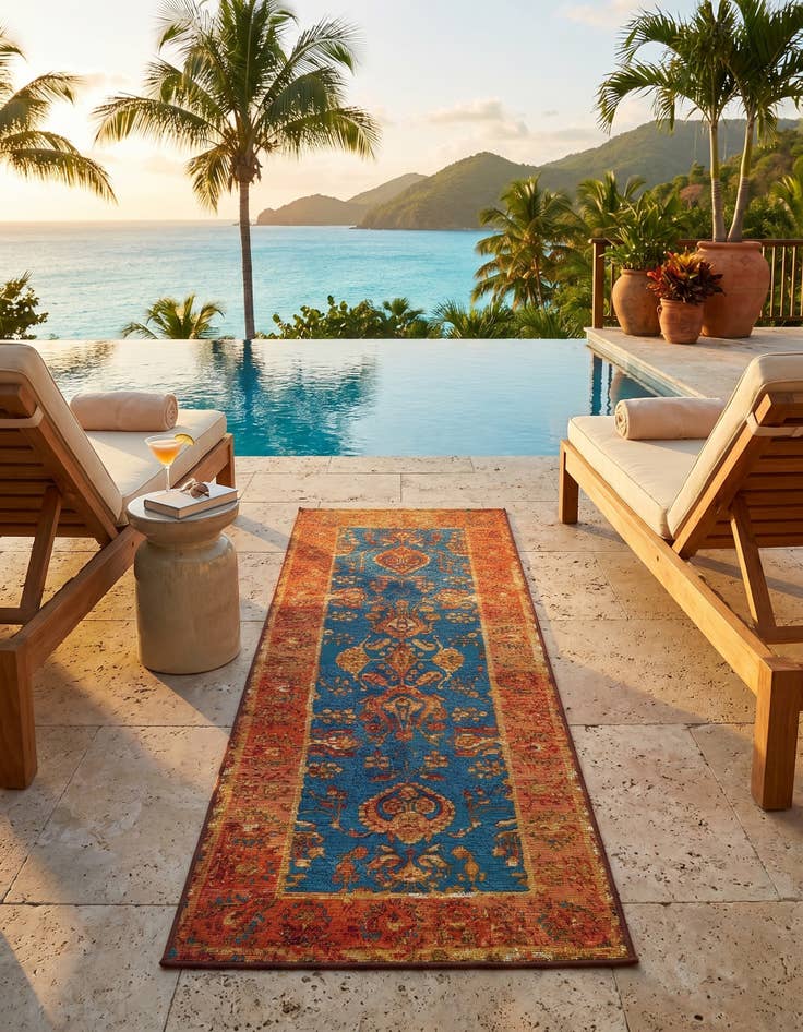 Detail image of 2' x 5' Easy-Clean Traditional Indoor / Outdoor Runner Rug