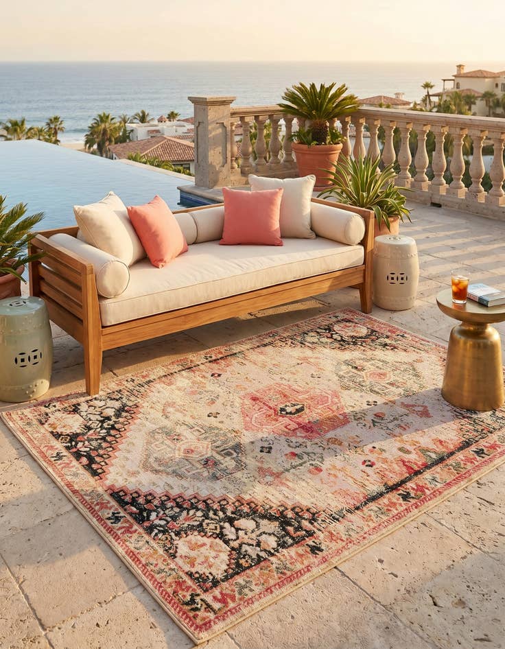 Detail image of 5' x 7' Easy-Clean Traditional Indoor / Outdoor Rug