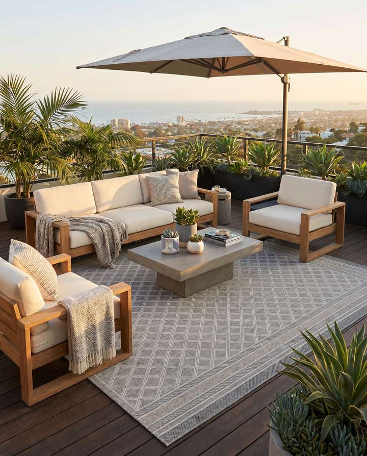 9' x 12' Easy-Clean Lattice Indoor / Outdoor Rug