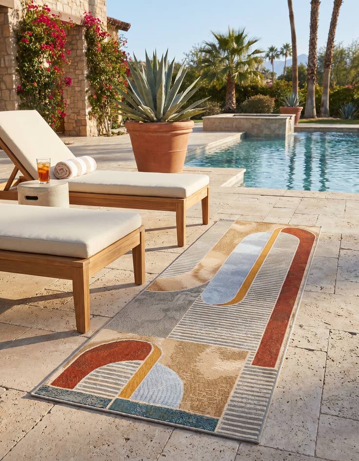 Detail image of 2' x 6' 1 Easy-Clean Modern Indoor / Outdoor Runner Rug