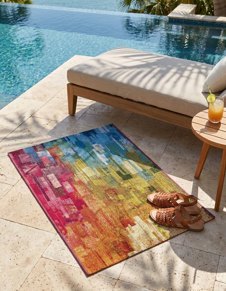 Detail image of 2' x 3' Easy-Clean Modern Indoor / Outdoor Rug