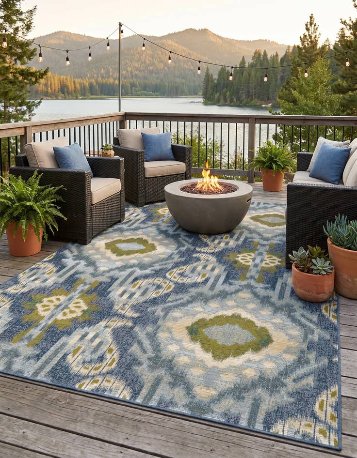 Detail image of 5' 3 x 8' Easy-Clean Modern Indoor / Outdoor Rug