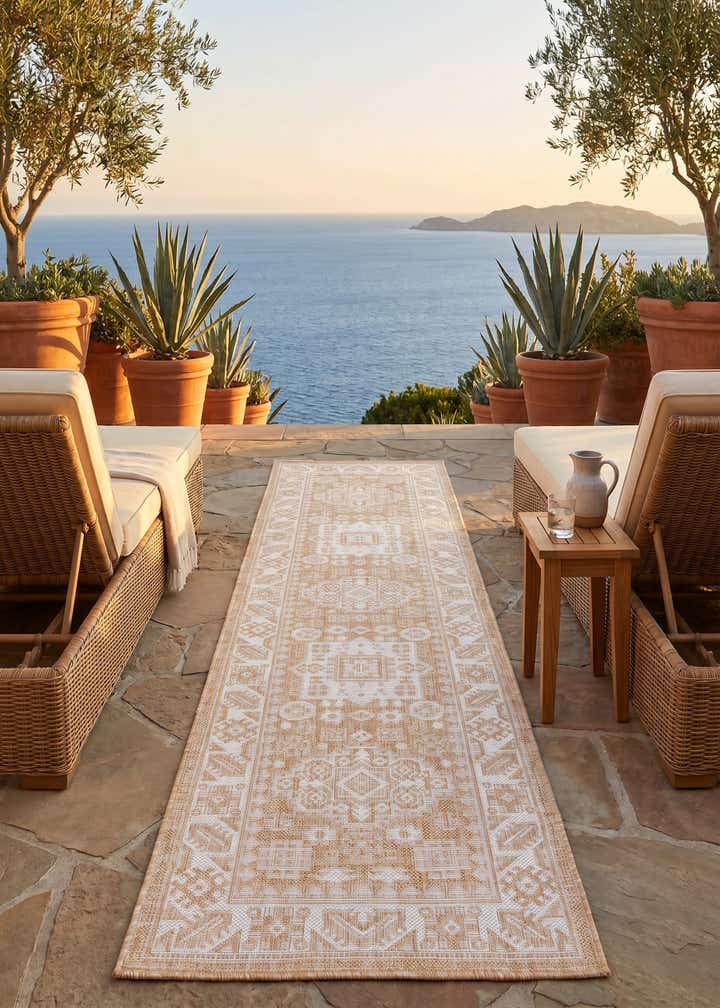 2' x 8' Easy-Clean Aztec Indoor / Outdoor Runner Rug