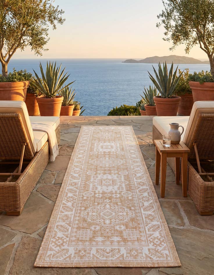 Detail image of 2' x 8' Easy-Clean Aztec Indoor / Outdoor Runner Rug