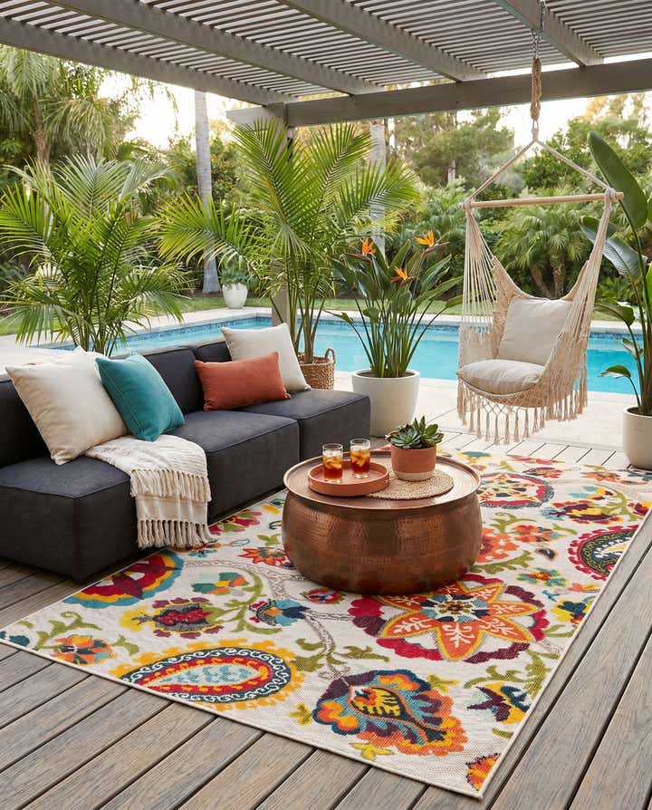 5' 3 x 8' Easy-Clean Casablanca Indoor / Outdoor Rug