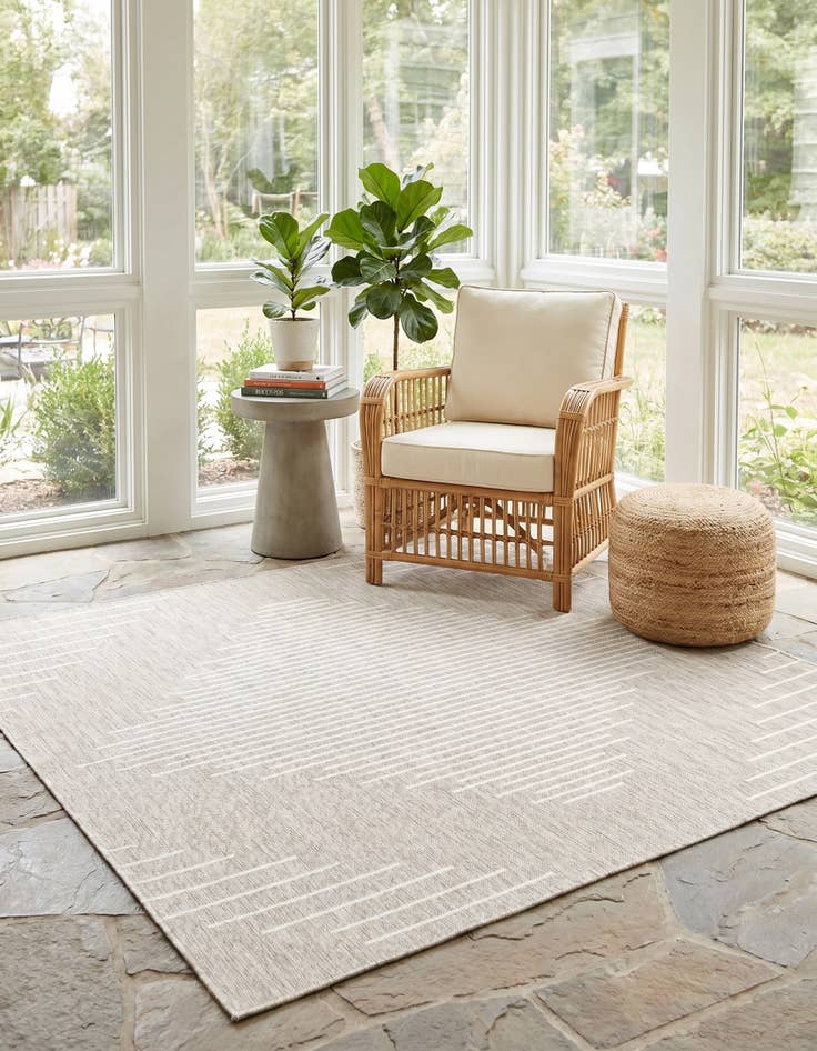 Detail image of 7' x 7' Easy-Clean Modern Indoor / Outdoor Square Rug