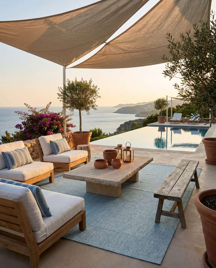 9' x 12' Easy-Clean Solid Indoor / Outdoor Rug