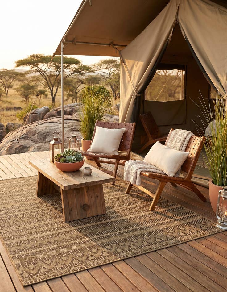 Detail image of 6' x 6' Easy-Clean Modern Indoor / Outdoor Square Rug