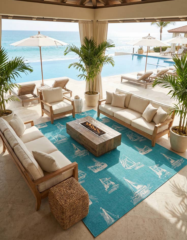 Detail image of 7' 10 x 10' Easy-Clean Coastal Indoor / Outdoor Rug