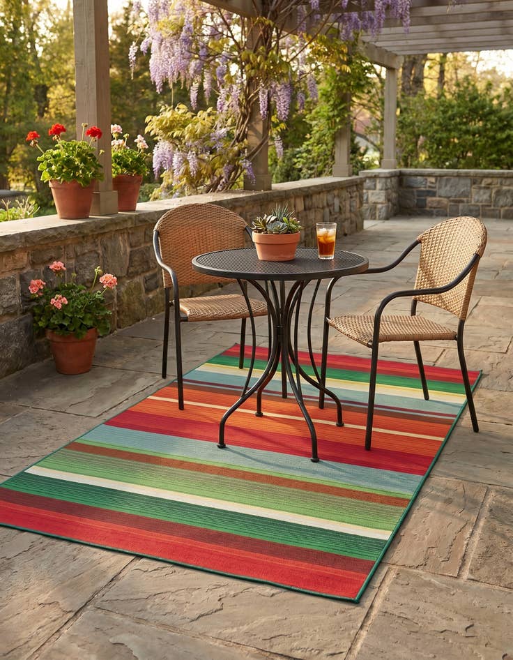 Detail image of 3' 3 x 5' 3 Easy-Clean Modern Indoor / Outdoor Rug