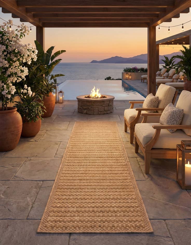 Detail image of 2' x 8' Easy-Clean Border Indoor / Outdoor Runner Rug