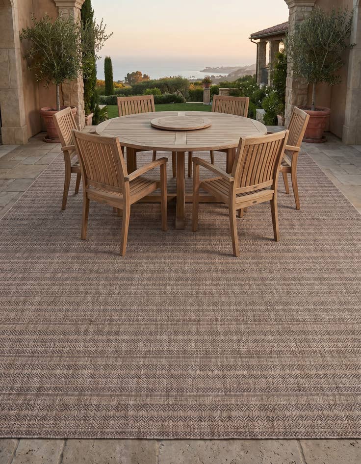 Detail image of 10' x 10' Easy-Clean Ribbon Indoor / Outdoor Square Rug