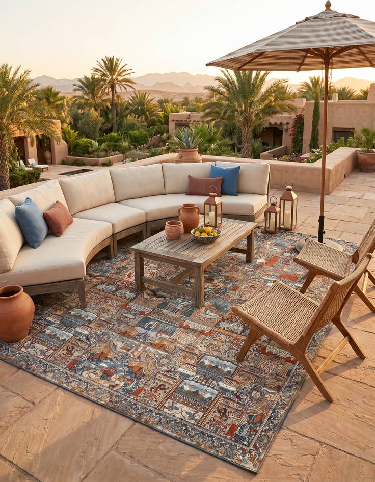 Detail image of 10' x 14' Easy-Clean Traditional Indoor / Outdoor Rug