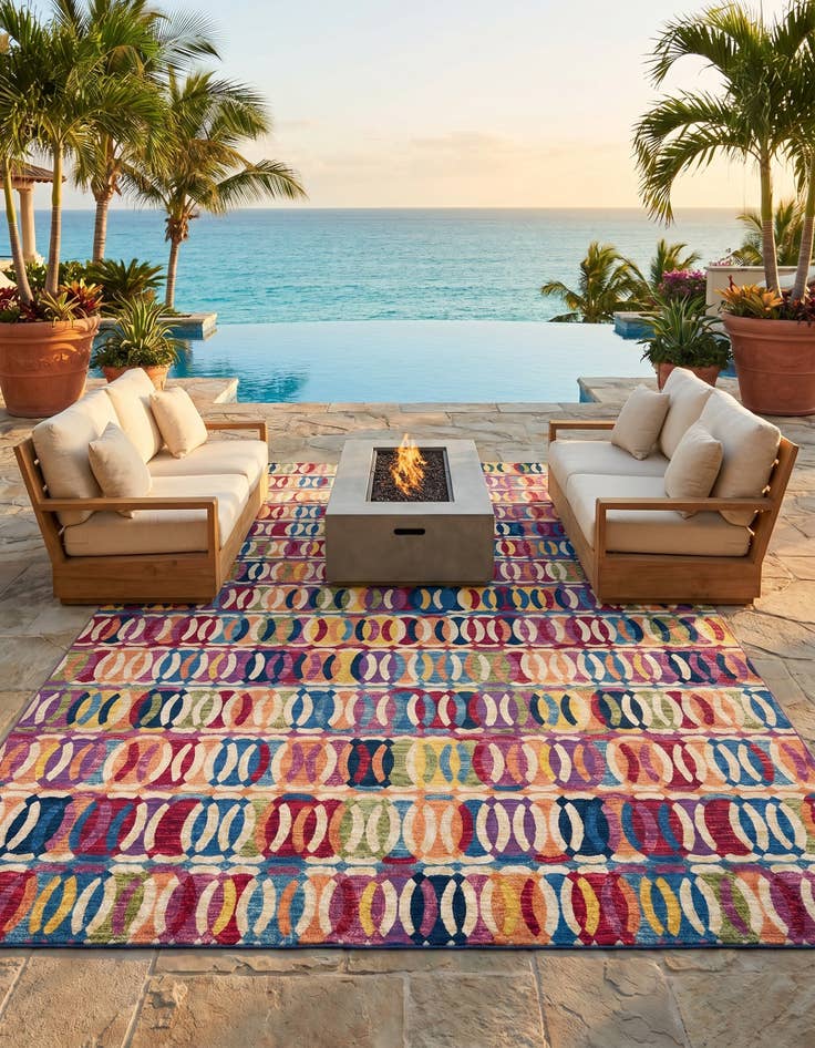 Detail image of 10' x 14' Easy-Clean Modern Indoor / Outdoor Rug