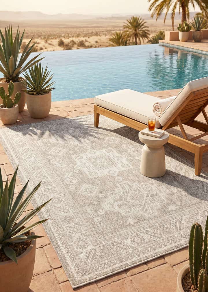 5' 3 x 8' Easy-Clean Aztec Indoor / Outdoor Rug
