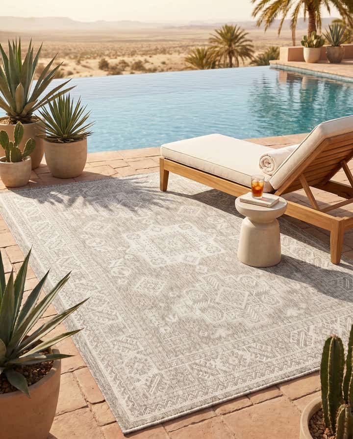5' 3 x 8' Easy-Clean Aztec Indoor / Outdoor Rug