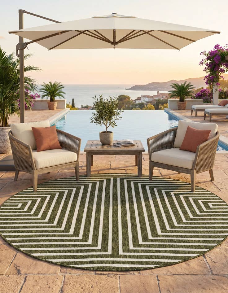 Detail image of 6' x 6' Easy-Clean Modern Indoor / Outdoor Round Rug