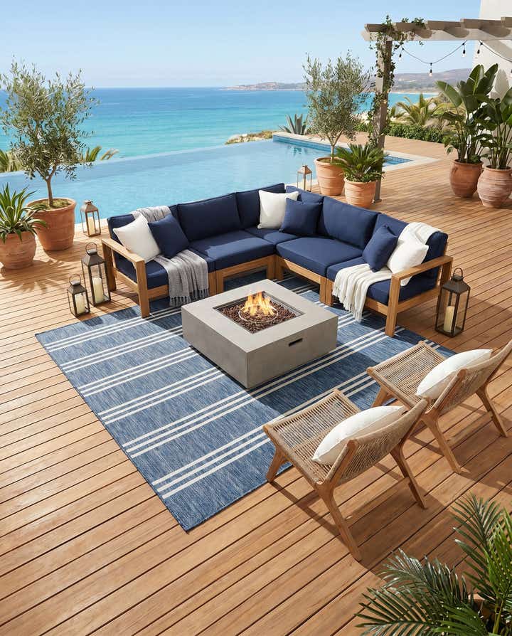 7' 10 x 7' 10 Easy-Clean Jill Zarin Anguilla Indoor / Outdoor Square Rug
