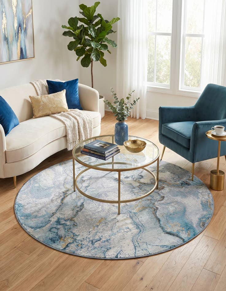 Detail image of 5' 3 x 5' 3 Easy-Clean Modern Indoor / Outdoor Round Rug