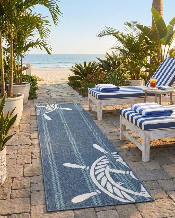 2' x 8' Easy-Clean Coastal Indoor / Outdoor Runner Rug