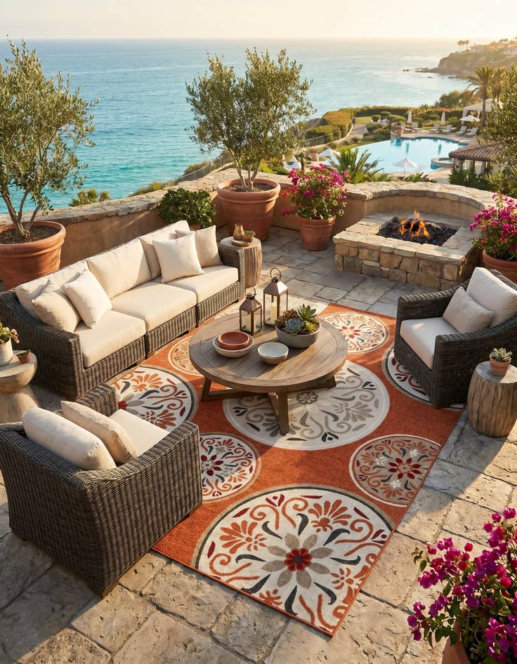 Detail image of 8' x 10' Easy-Clean Modern Indoor / Outdoor Rug