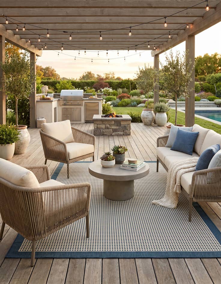 Detail image of 6' x 9' Easy-Clean Border Indoor / Outdoor Rug