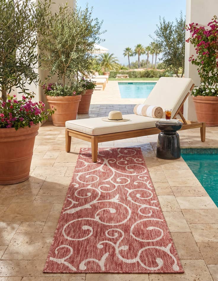 Detail image of 2' x 6' Easy-Clean Botanical Indoor / Outdoor Runner Rug