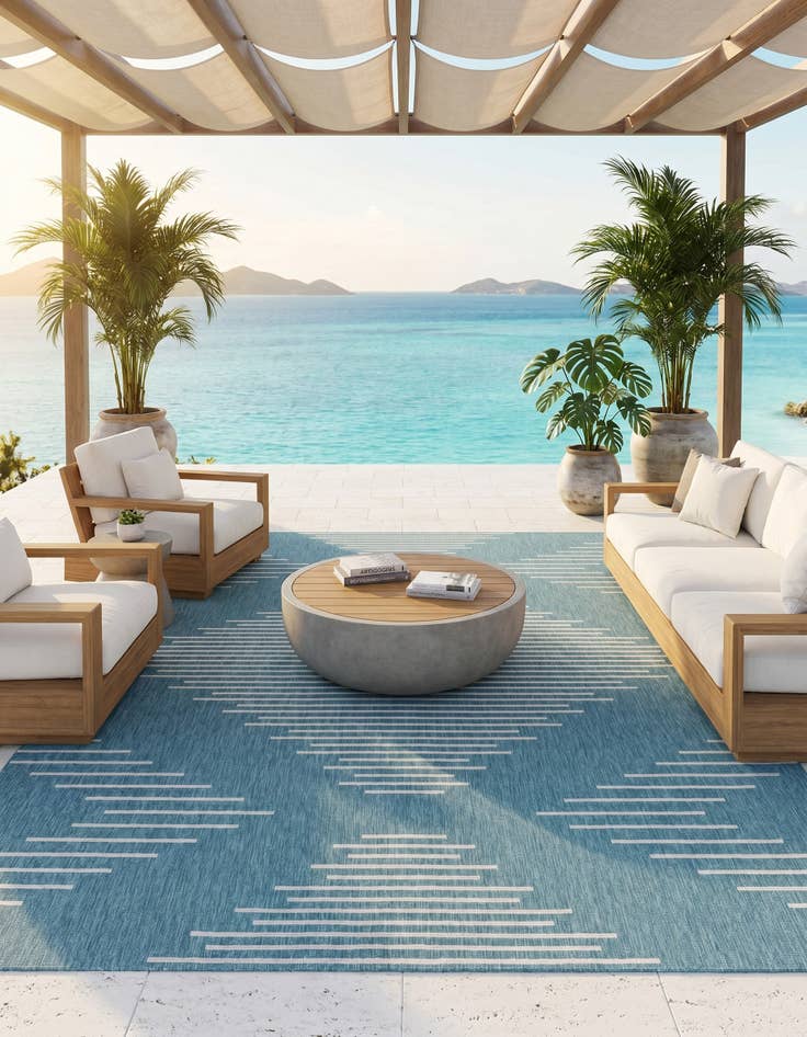 Detail image of 10' x 13' Easy-Clean Modern Indoor / Outdoor Rug