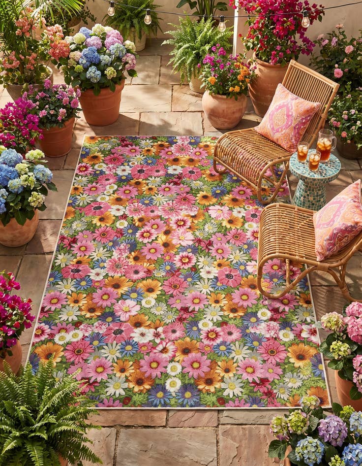 Detail image of 6' x 9' Easy-Clean Botanical Indoor / Outdoor Rug
