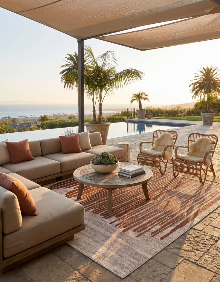 Detail image of 7' 10 x 7' 10 Easy-Clean Modern Indoor / Outdoor Square Rug